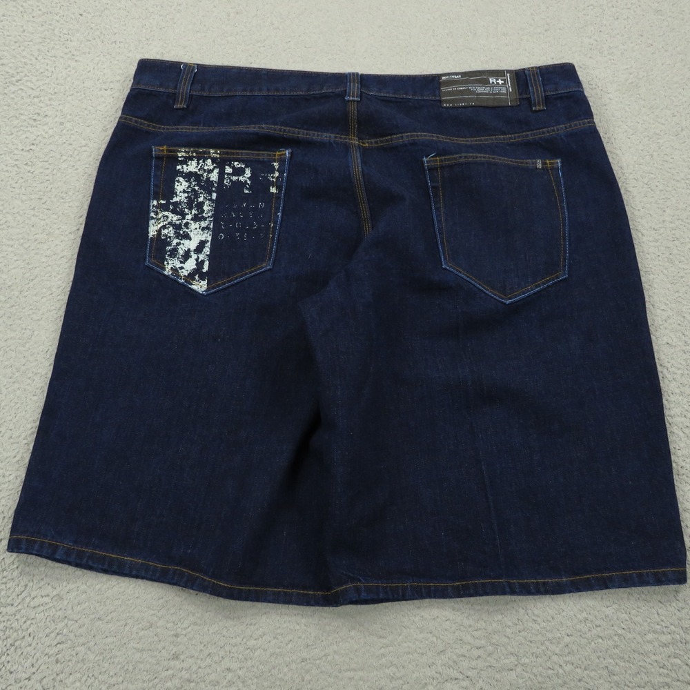 VTG Rocawear Jean Shorts 48 Mens Y2K Blue Graphic Logo Skater Grunge Jorts Baggy